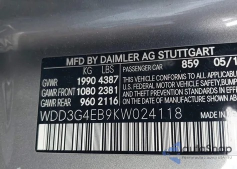 2019 Mercedes-Benz A 220 from USA, damaged, VIN WDD3G4EB9KW024118